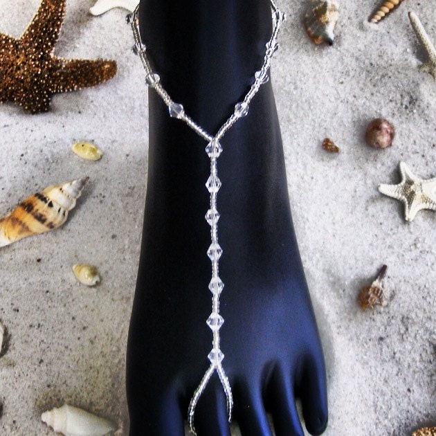 Beach wedding pair of all crystal Barefoot Sandals