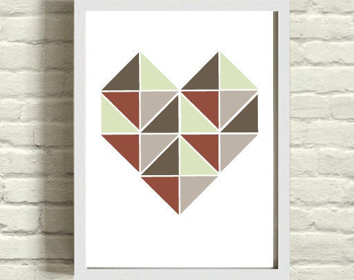 Geometric Triangle Heart Multi Color Art Print 8 x 10