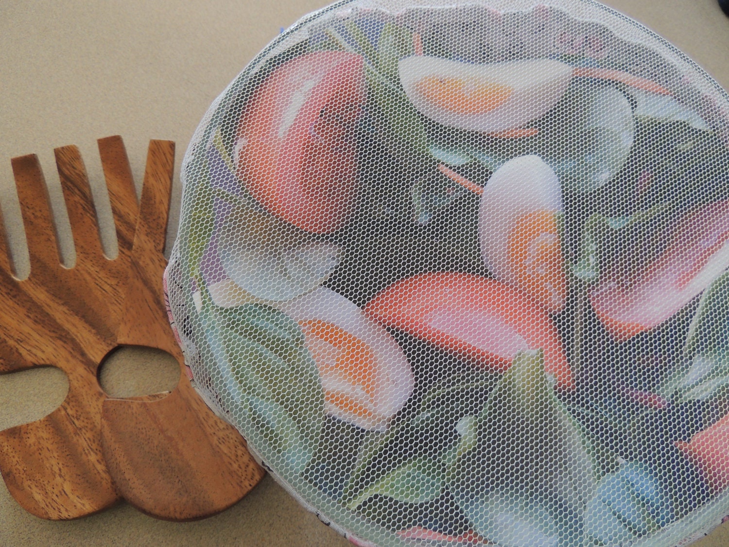 Picnic bowl cover, BBQ,  set of 4. Grey and pink. Reusable