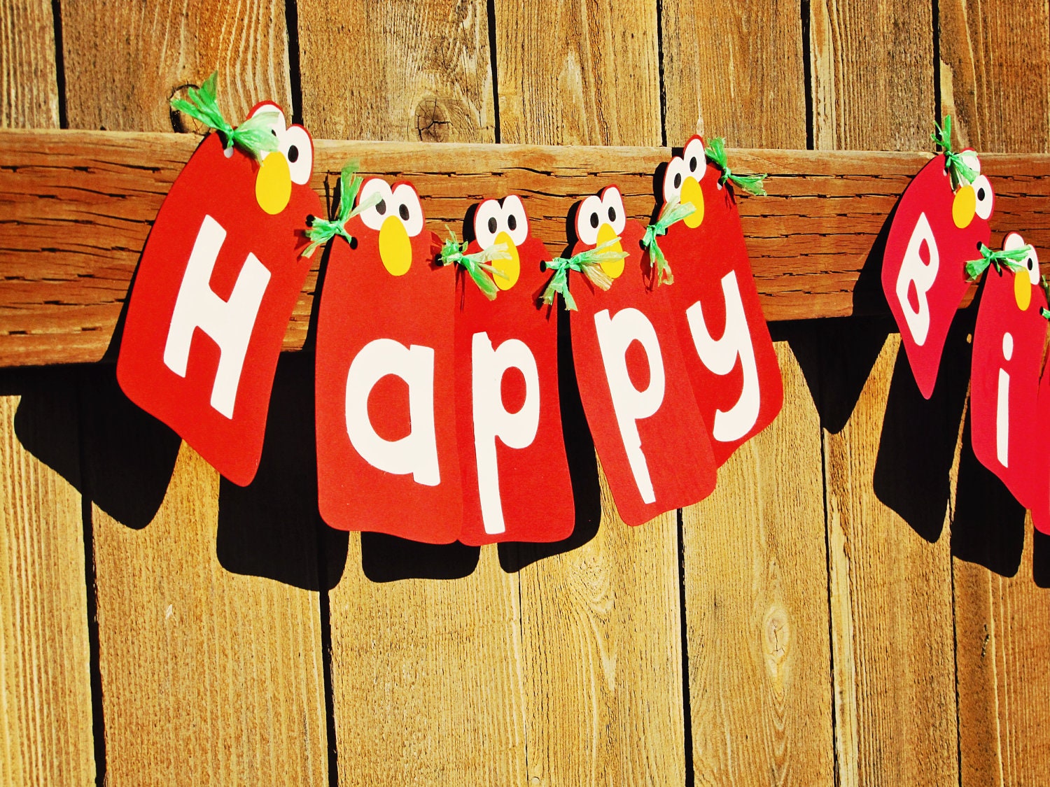 DIY Elmo Birthday Party Banner Handmade Kit, Sesame Street, Red and Green banner, Boys and Girls Birthday Decorations