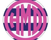 Monogrammed Stickers Envelope Seals set of 48 round labels with or without navy and white stripes