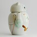 Vintage 1950s porcelain owl tea pot mid century modern ceramic retro individual owl teapot kitsch animal