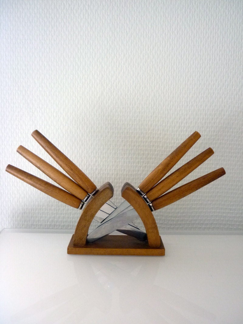 Vintage Swedish Fruit Knives / Karlsson Nilsson from Eskilstuna Sweden / Blond Wood Midcentury Modern
