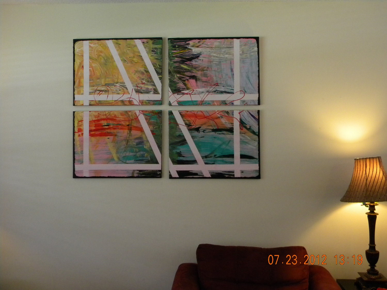 Original Abstract Paintings- Collection of Four Title "Sunset in Shangri La"