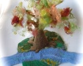 Felted Autumn Tree. Playscape Play-mat  Landscape .Waldorf. Wet Felted.