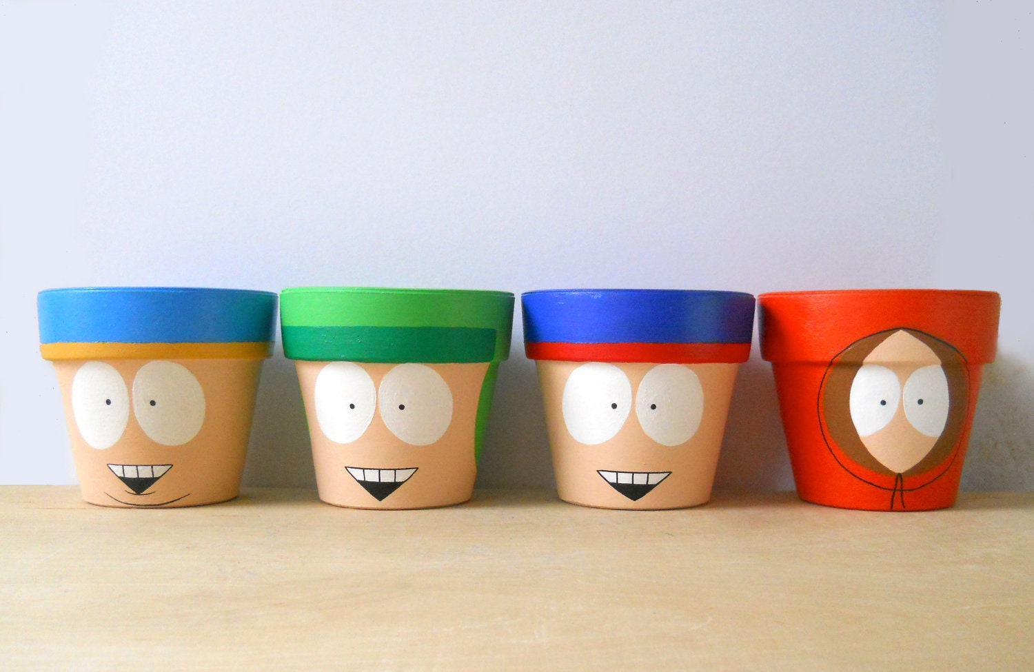 South Park Set of Four Painted Flower Pot Gift Set