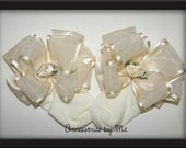 Christening Ivory Sheer Satin Flowers Baby Girls Socks Baptism Birthday Frilly Fancy Occasion