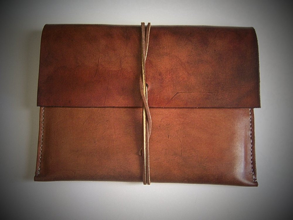 Leather Ipad Sleeve/ Case/ Envelope/ Folio for IPAD 2 or 3. Full Grain U.S.A. Veg Tan Leather. Handmade by BayTowneLeatherUSA.