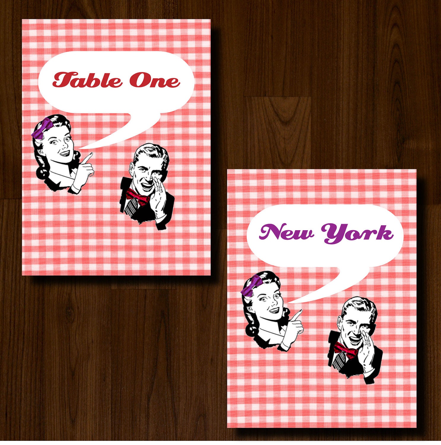 Retro, 50s, Vintage, Fun, Red, DIY Printable Wedding Table Number/Name Il_170x135