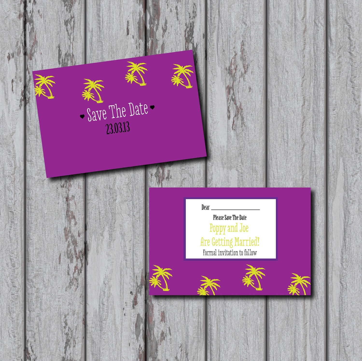 Fun, 1950s inspired, Palm Tree, DIY Printable Wedding Save The Date ANY colour choice Il_570xn