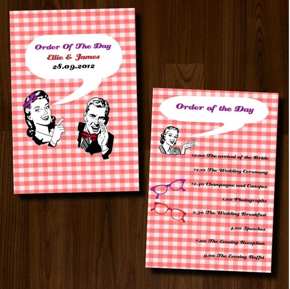 Retro, 1950s, Vintage, Fun, Professionally Printed Wedding Order of Service/Ceremony Program Il_570xn