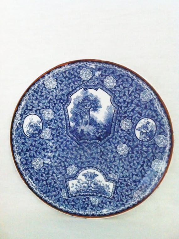 Vintage Flow Blue Plate ironstone wall hanging decor