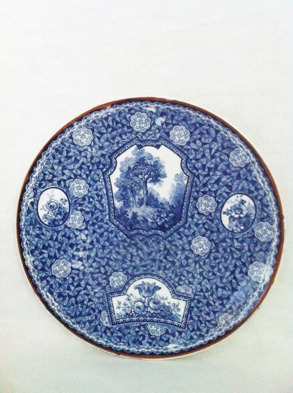 Vintage Flow Blue Plate ironstone wall hanging decor