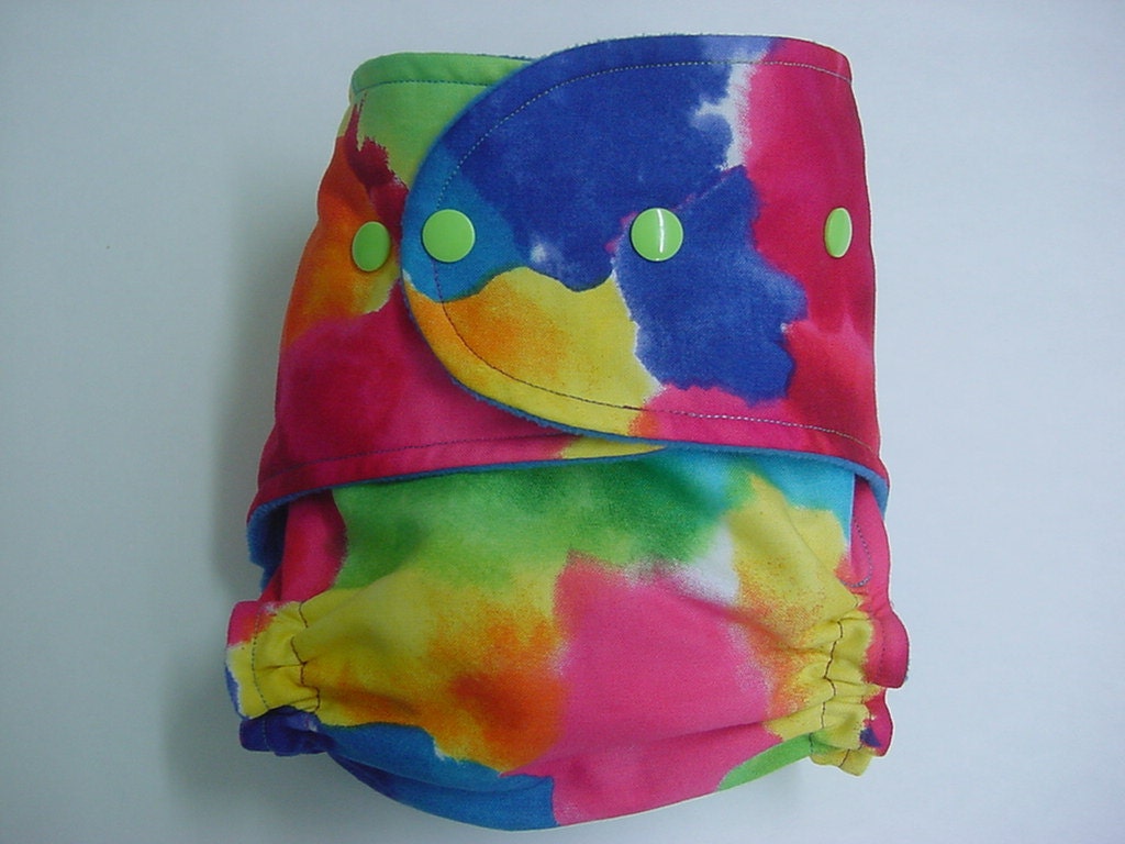 Cloth Diaper AI2 Stripe Color Splash Cotton Outer One Size
