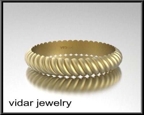 For her or him - unisex 14k gold twisted Wedding Band.