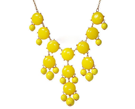 Color Bubble BIB Statement Fashion Necklace - Lemon Yellow