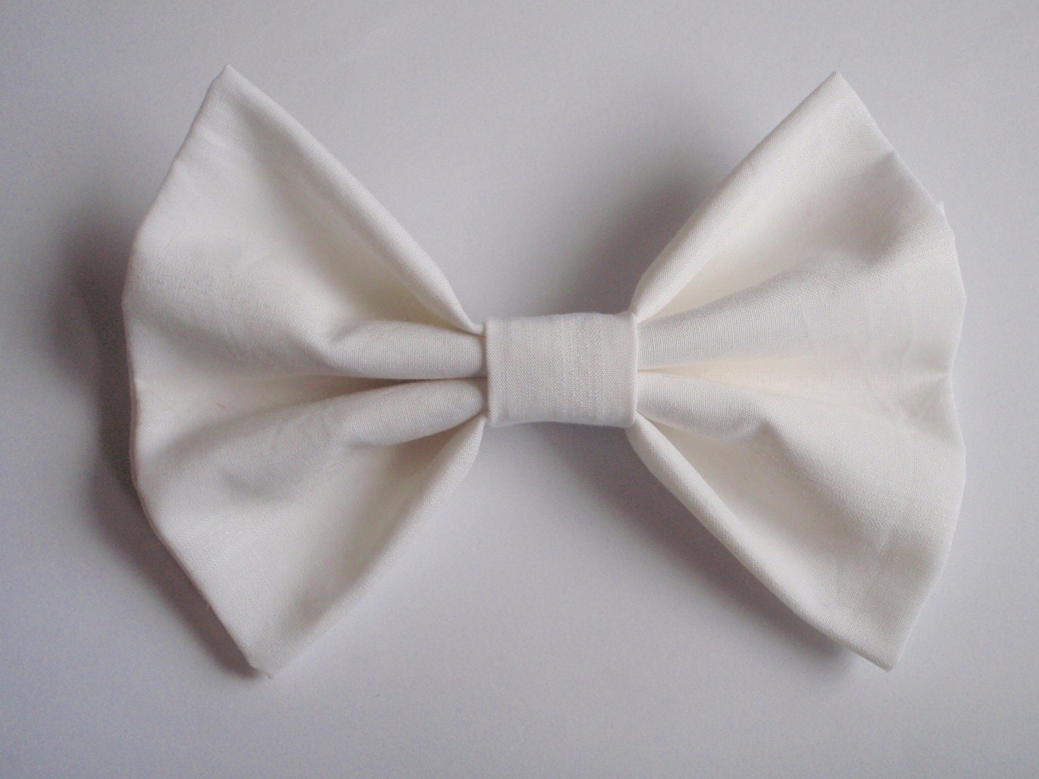 BIG Hair Bow - Big White Hairbow - Upcycled Material