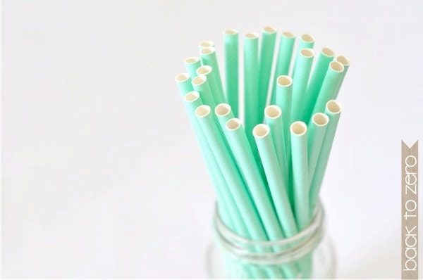 Paper Straw Solid Color - Pastel Green x 25
