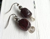 20% OFF SALE Spiral Natural Red Garnet Stone EARRINGS