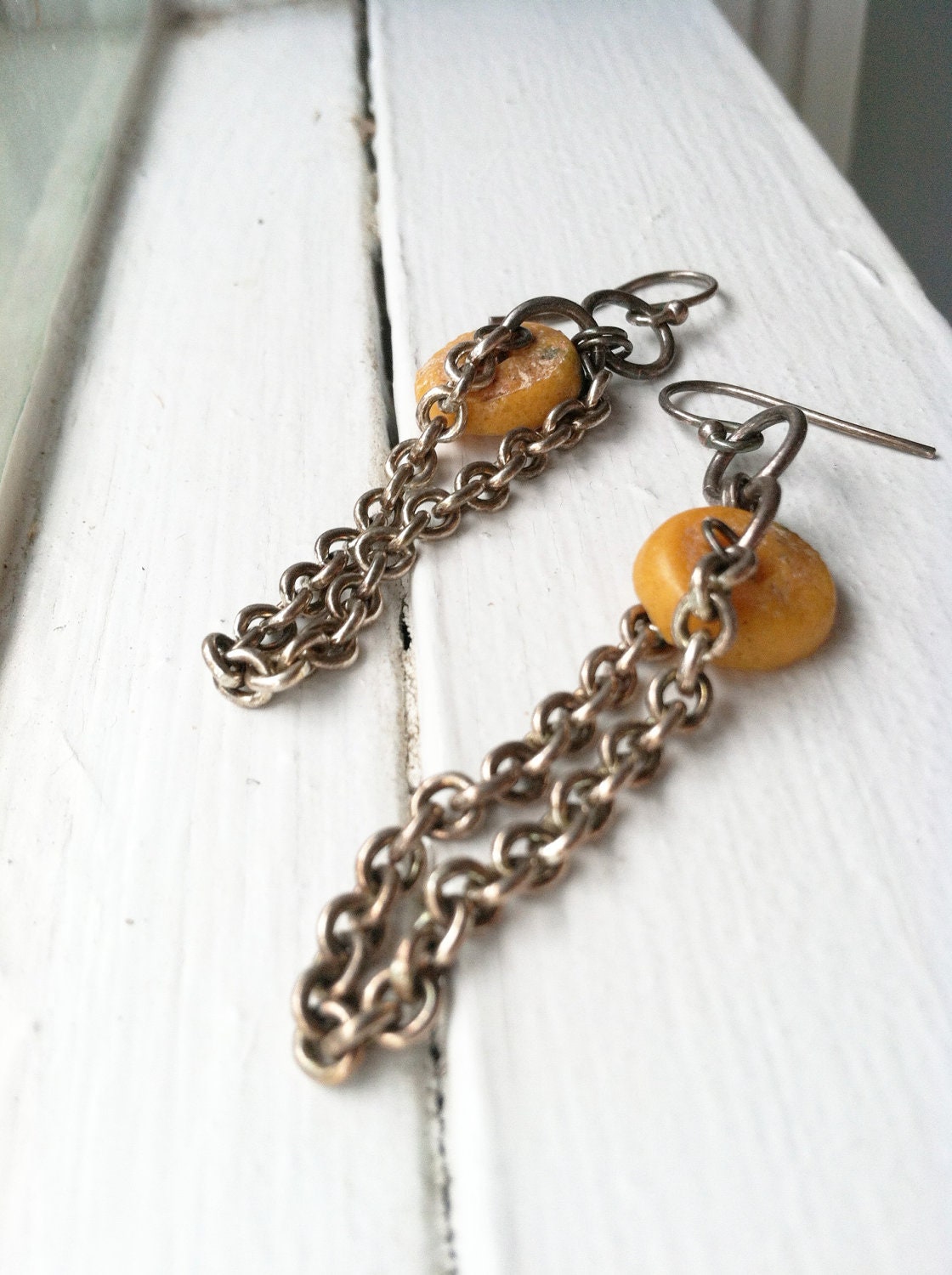 20% OFF SALE- yellow african glass and sterling silver