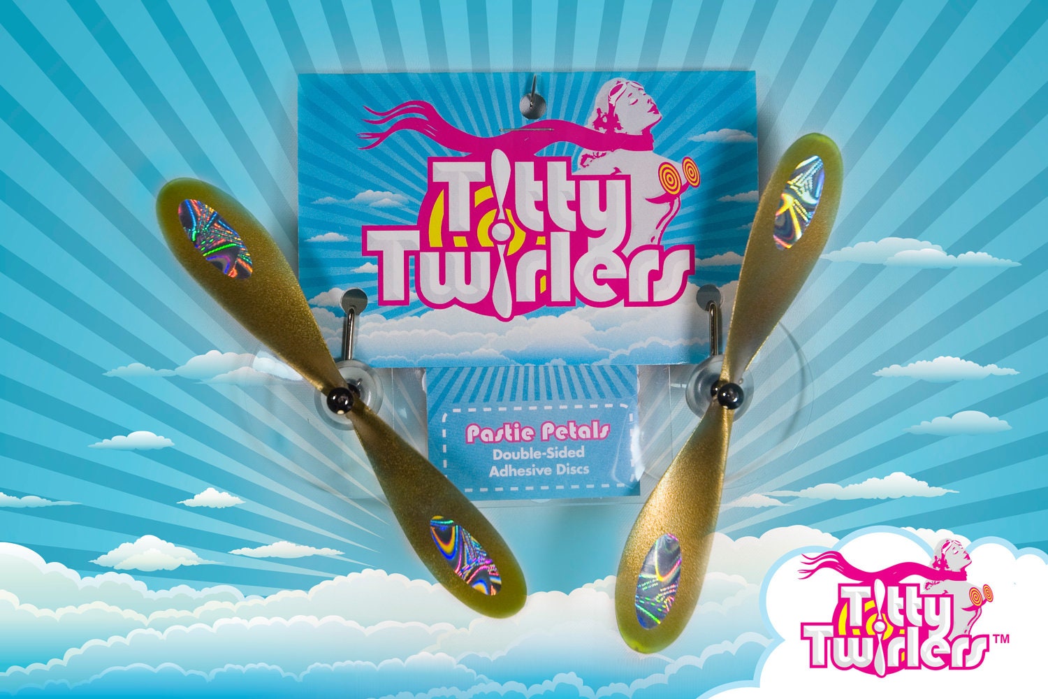 Titty Twirlers - Propeller Pasties - Go Go Gold/Kiss Me Kiwi