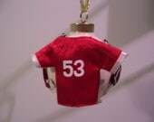 FOOTBALL FAN GIFT - Red and White Football Uniform - Personalized Handmade Sports Porcelain Tree Ornament Keepsake for Teens