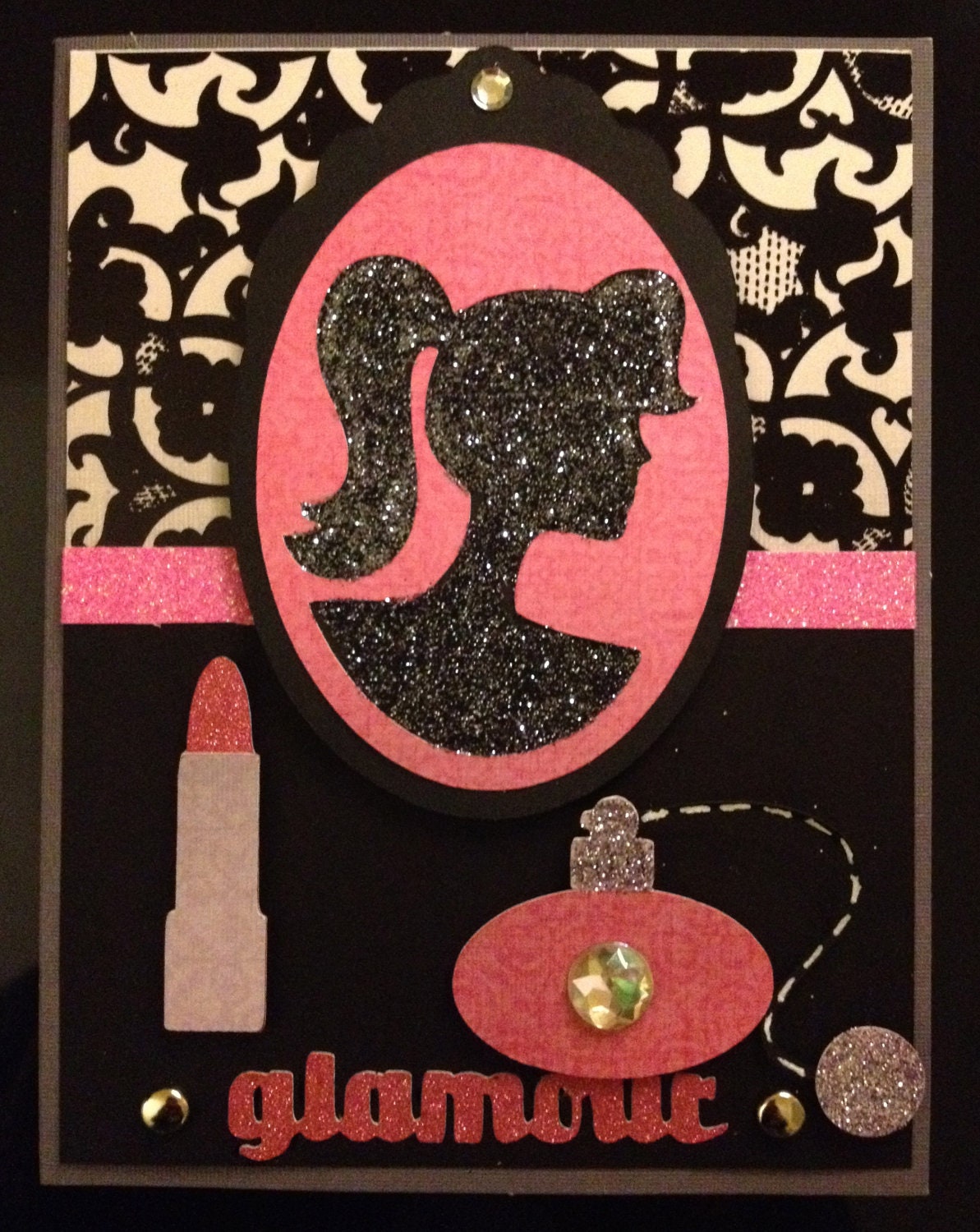 GIrly Silhouette Makeup Glamour Greeting Card for All Occasions