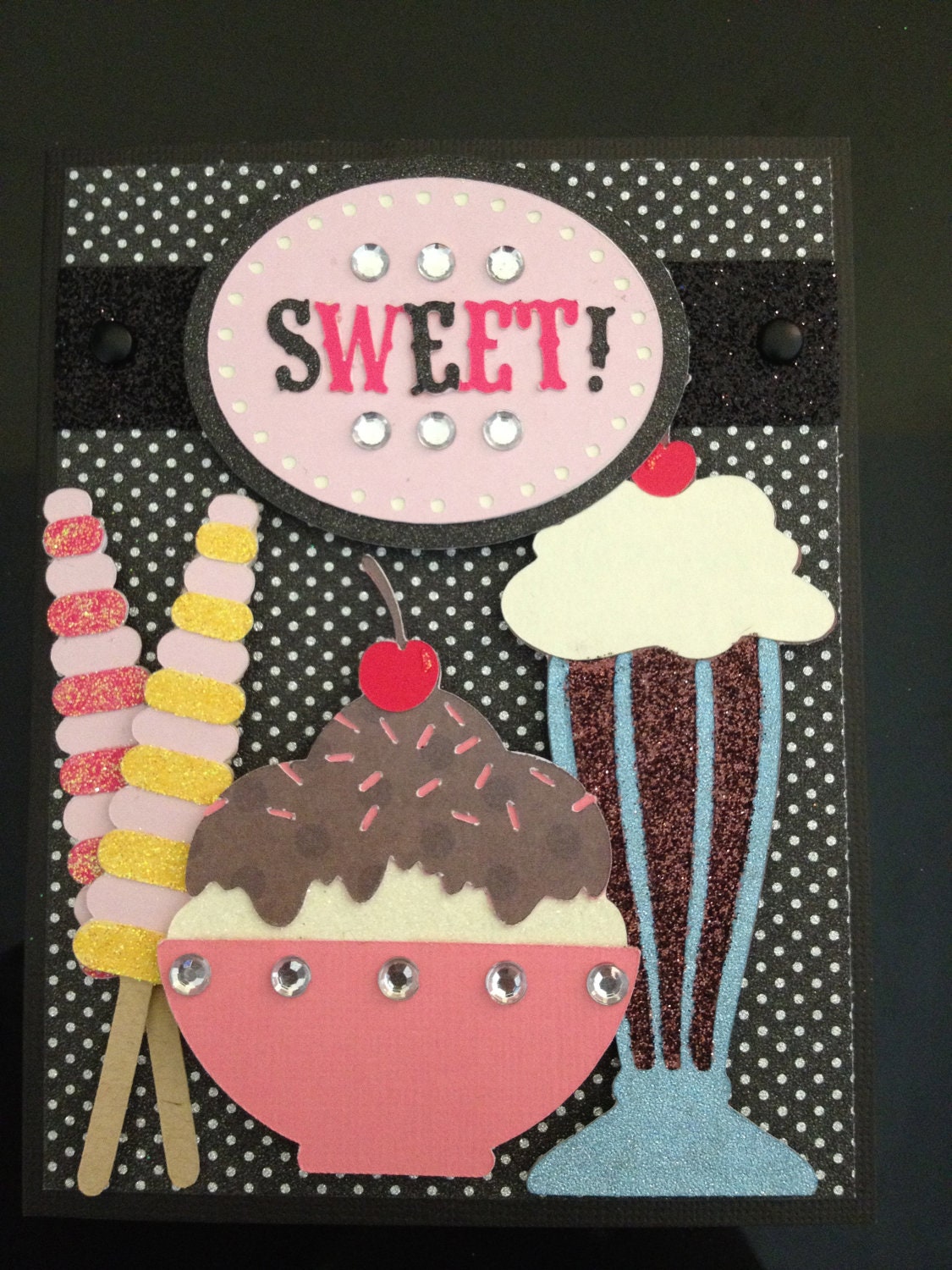 Sweet Candy and Ice Cream Handmade Greeting Card