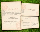 Wedding Invitation and RSVP Card Suite - Vintage Flowers Peach Grey Customizable Classic Elegant DIY Printable