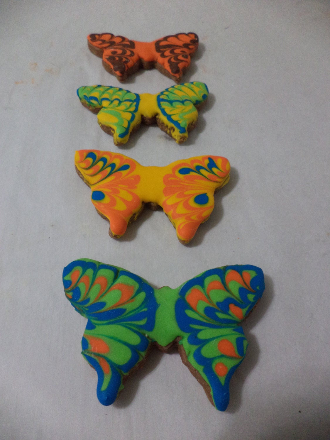 Butterfly cut out cookies decorated with royal icing