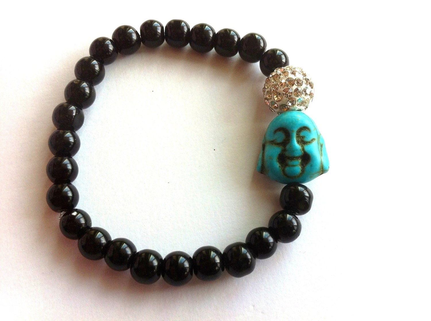 Turquoise Buddha Swarovski Rhinestone Shamballa Bead Bracelet