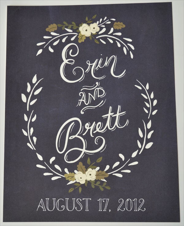 Chalkboard Inspired Wedding Sign Custom with Bride Groom first name and wedding date