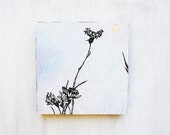 Bachelor's Buttons - Wild Flower Field Study Painting - Original Art - 6x6  Wall Art.  White.  Home Decor.  Drawing.  Square.  Woodland. - SorchaMoon