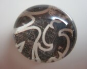 Black and White Paisley Glass Button Magnets - Set of 6