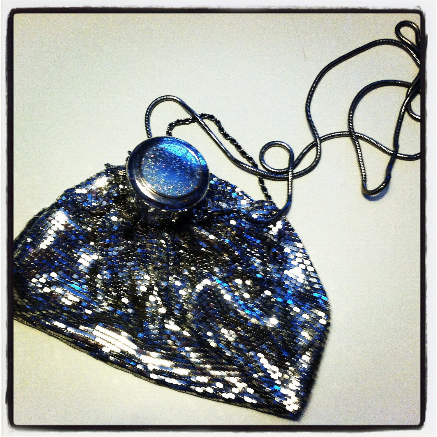1920s purse/gate top purse/mesh purse/silver mesh evening bag/ Mother's Day / great Gatsby /gift for mom