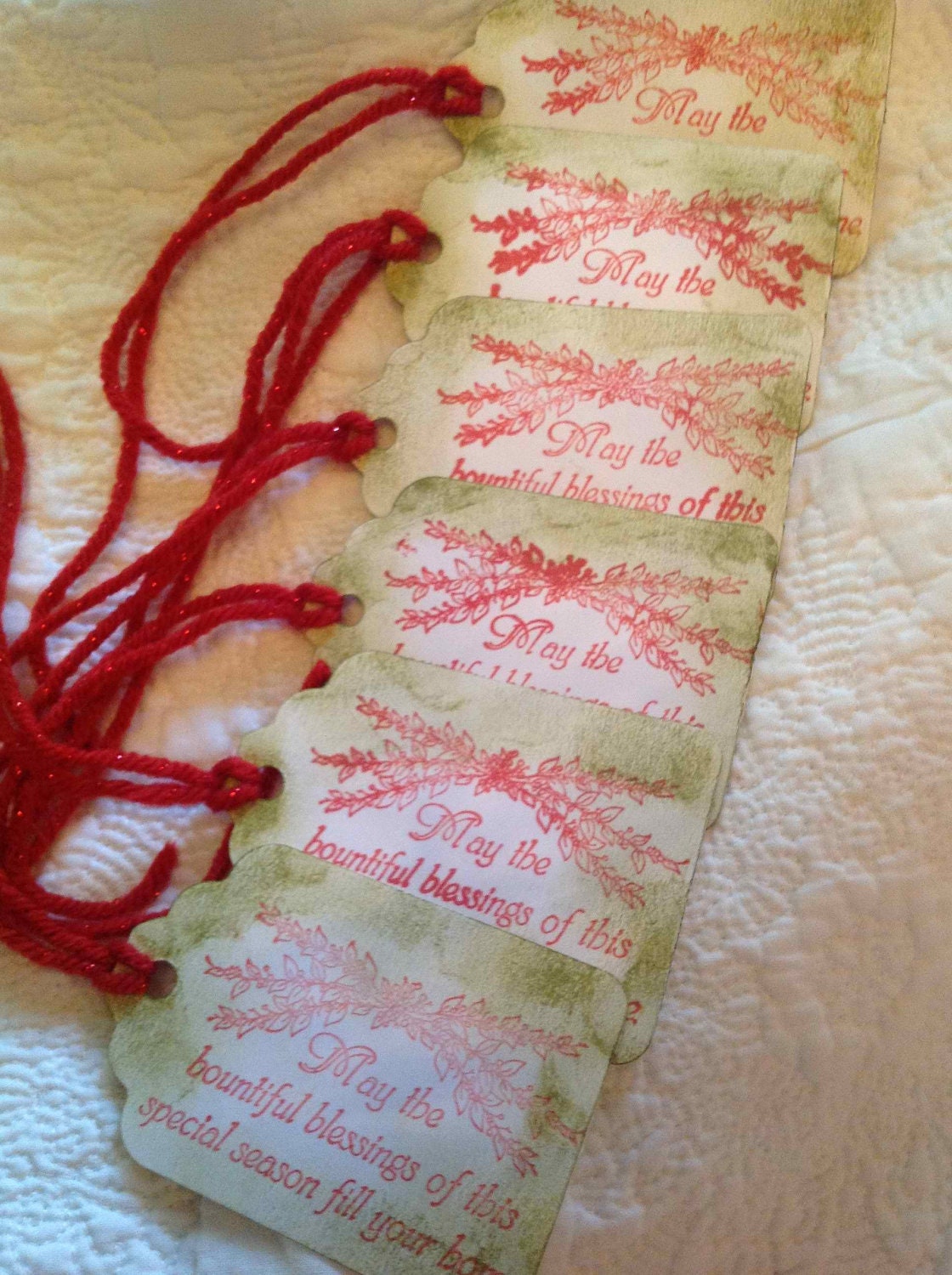 Christmas Handstamped tags , old world feeling.