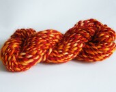 Hand Spun & Dyed 50g 2 ply Wool Yarn, Red. Yellow