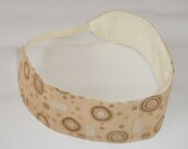 Women's Headband, Tan and Brown Geometric Print Reversible Wide Headband