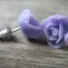 Purple Rose Earrings, Titanium Posts, Hypoallergenic, Glitter