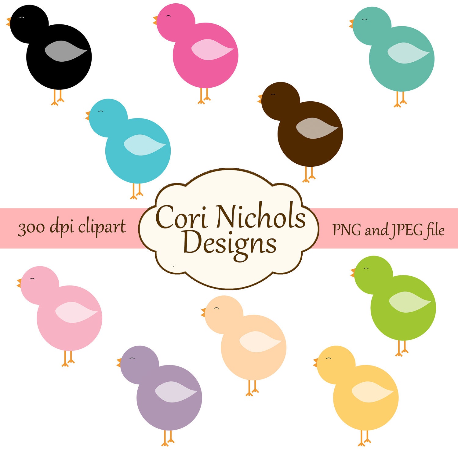 Baby Chick Bird Digital Clipart Set JPEG & PNG File Commercial and Personal Use Scrapbook Graphics Instant Download