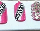 Pink Zebra Bling - NailJunkiee Pink Zebra Bling - NailJunkiee