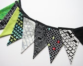 Geeky Retro Space Invaders, PacMan fabric Bunting/Banner - 9 feet 9 flags
