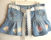Redesigned Recycled Shabby Chic Denim Skirt