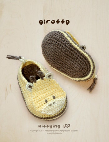 Giraffe Baby Booties Crochet PATTERN, SYMBOL DIAGRAM (pdf)