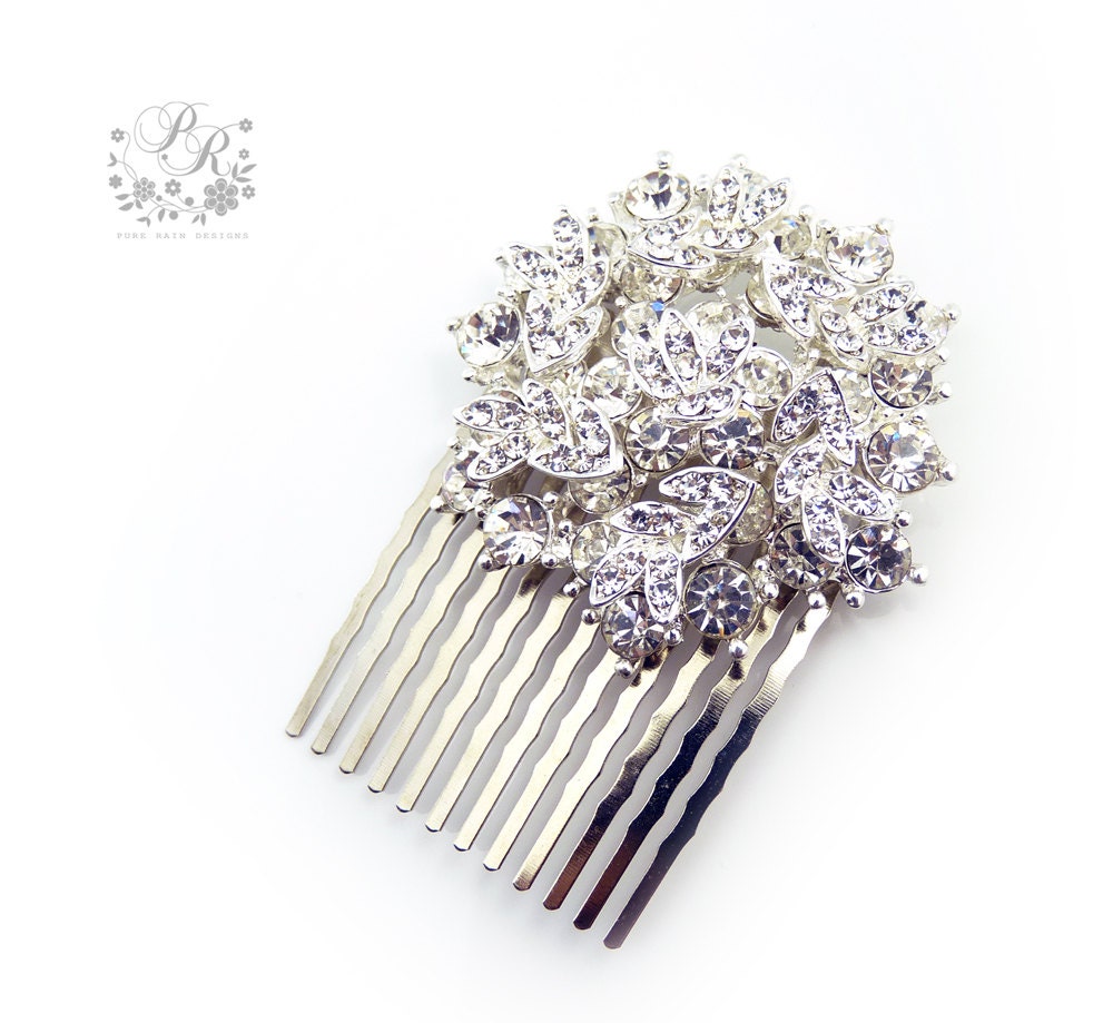 Wedding Hair Comb Rhinestone heart style Bridal hair comb or sash applique hair accessory Wedding tiara