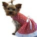Dog Dress, Peach / White Polka Dot  Size Small
