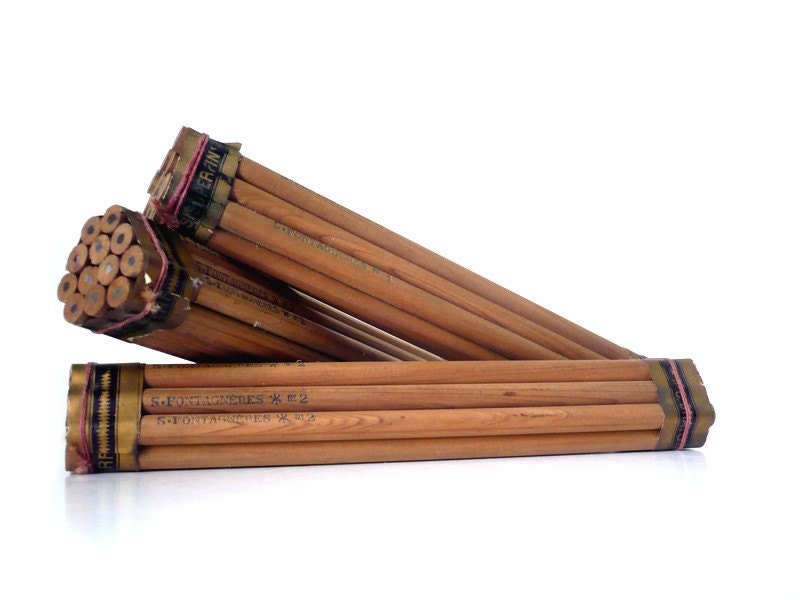 Vintage Wooden Pencils, French