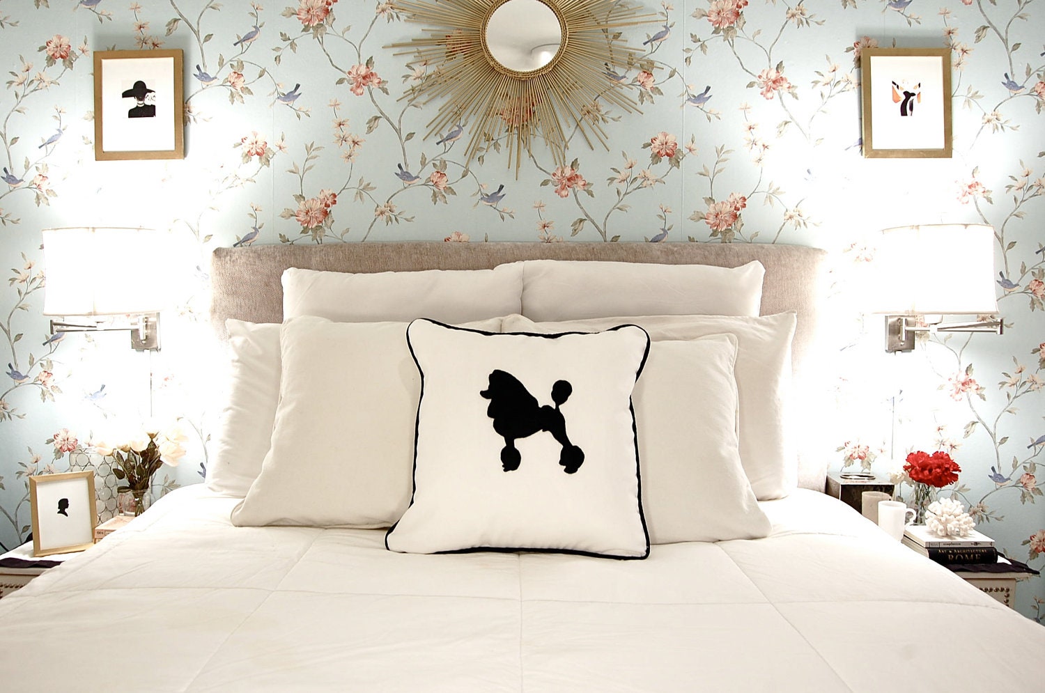 French Poodle Silhouette Pillow with pillow insert 18X18