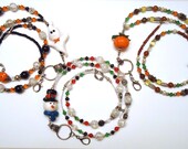 Holiday Polymer Clay Fall Trio Halloween Thanksgiving Christmas Beaded Lanyard ID Holder Swarovski Crystals