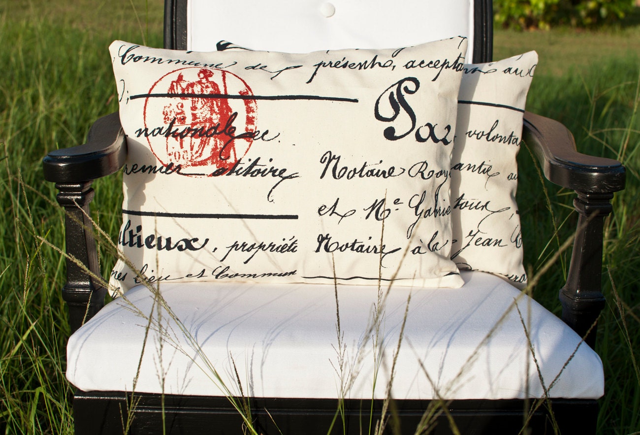Old English-Red/Natural 12x16 inch lumbar pillow cover, throw pillow, home decor